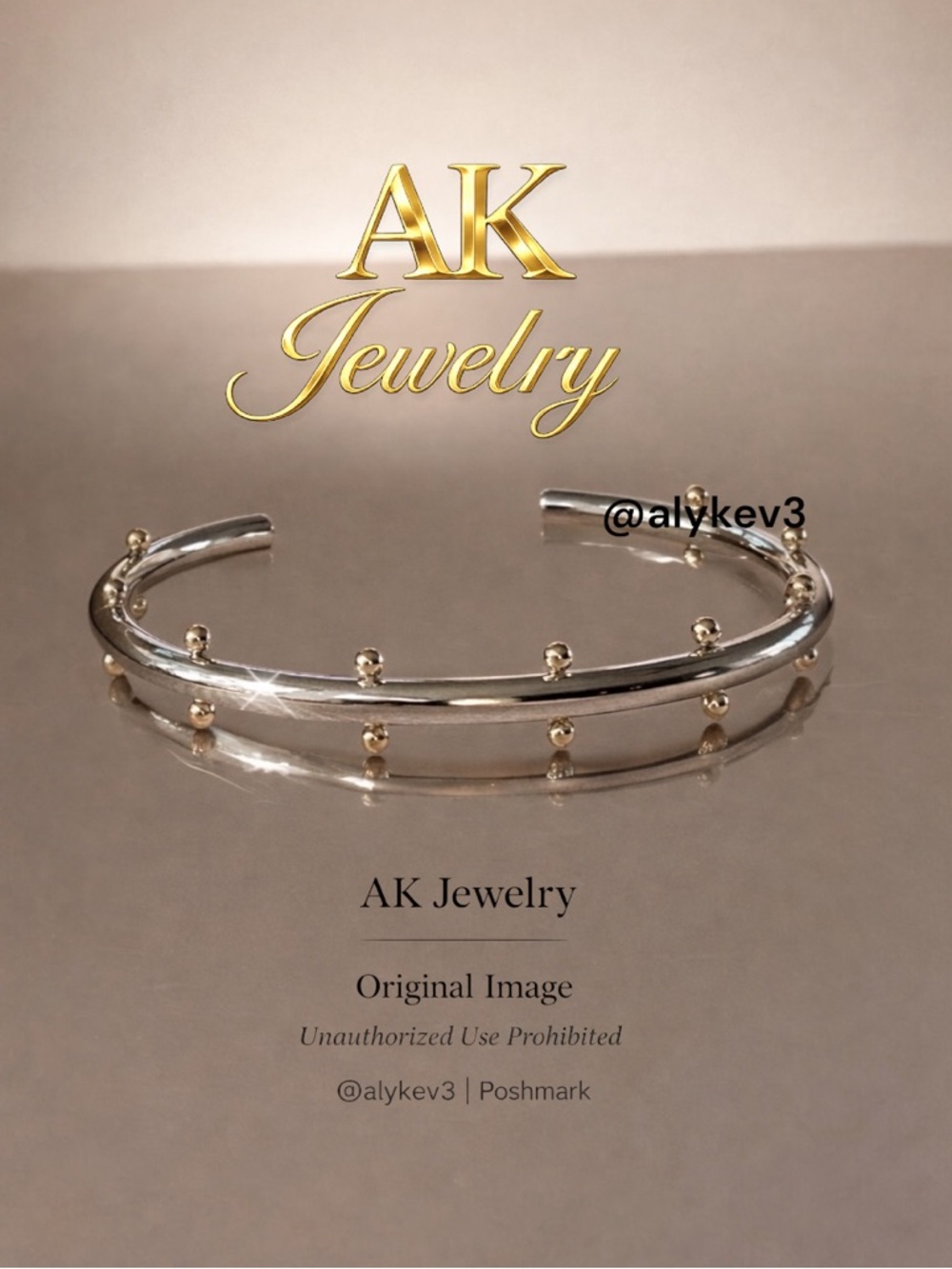 💎LUXURY BRACELET Beaded Cuff Stainless Steel with 14k Gold Plated Balls